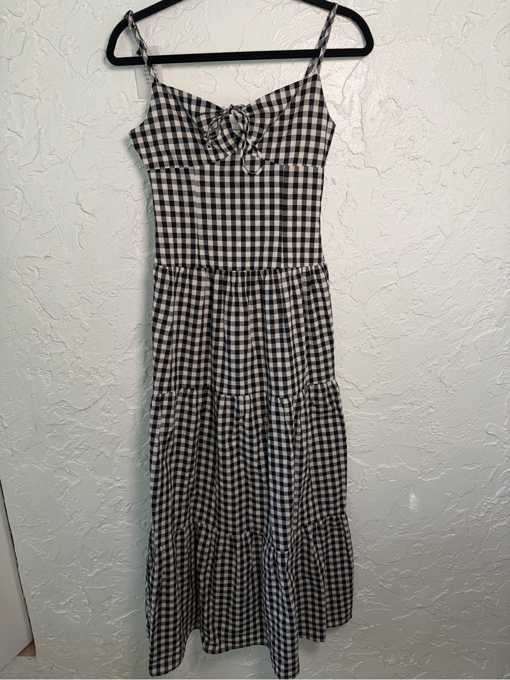 More To Come Black and White Gingham Tie-Front Maxi Dress